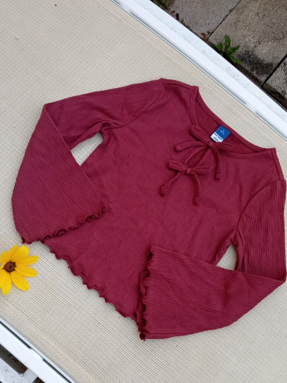 Old Navy Girls'Size 6/7 Long Sleeve Henley Shirt NEW!